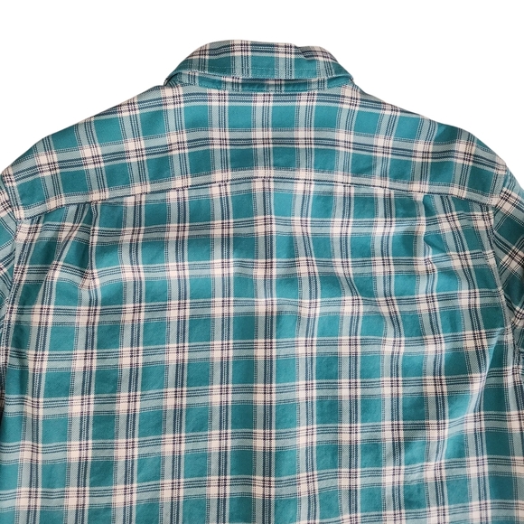 L.L. BEAN Teal Plaid Flannel Shirt traditional fit men's size medium - Picture 6 of 13